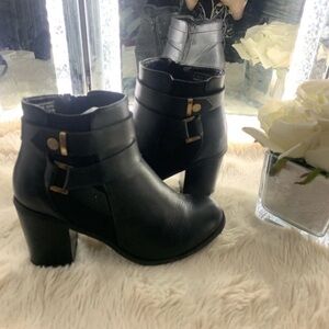 George Black Ankle Boots with Gold Accents